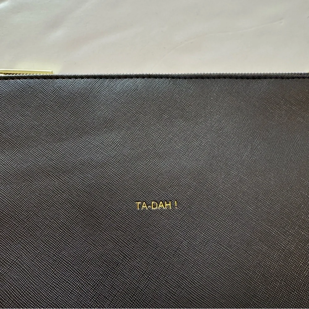 Katie Loxton Ta Dah Perfect Pouch Wallet Vegan Faux Leather Black Saffiano Gold